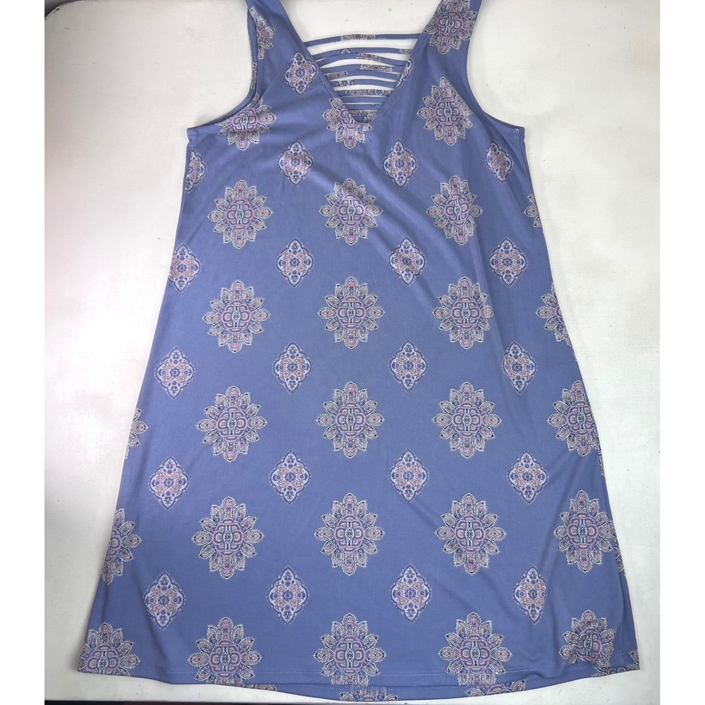 Pink Republic Dress Blue Purple Diamond Pattern Summer Casual Flowercore Boho